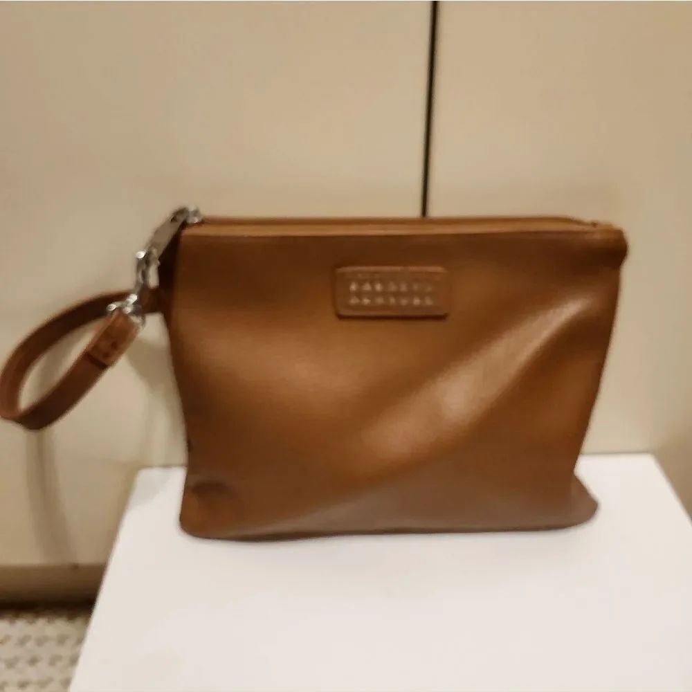 Rare Barneys New York Brown Pebbled Vegan Leather Clutch/Wristlet